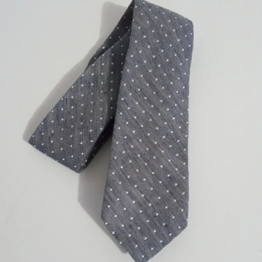 Gray Polka Dot Silk Tie